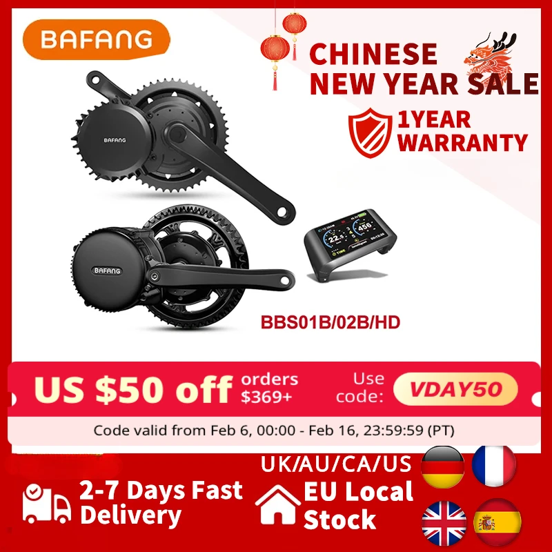 Bafang Mid Drive Motor Kit 1000W 750W 250W Engine BBSHD BBS02B BBS01B BB68mm Electric Bicycle Conversion Kit For EBik