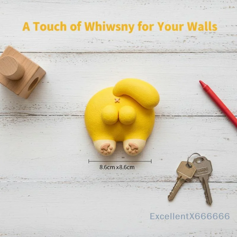 Funny 3D Orange Cat Butt Switch Protective Cover Sticker No Damage to Wall for Rental House Home Wall