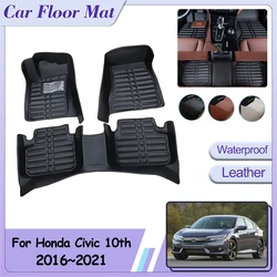 For Honda Civic 10th Gen FC FK 2016~2021 Car Floor Mat Custom Foot Parts Parts Leather Panel Liner Pads Rug Interior Accessories