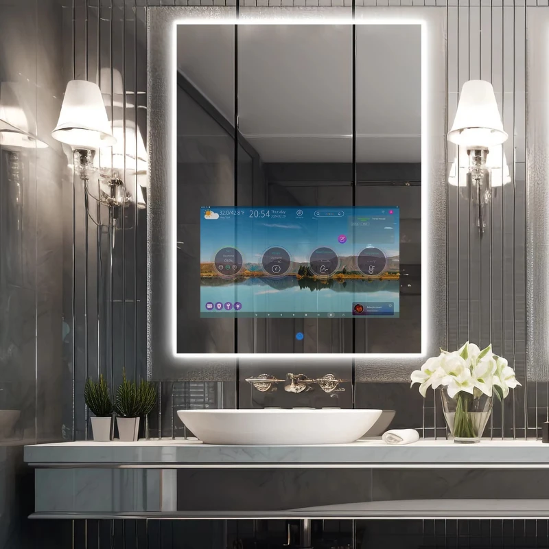 

21.5-Inch Full Touch Screen Smart Android 11 Light Emitting Diode Mirror TV