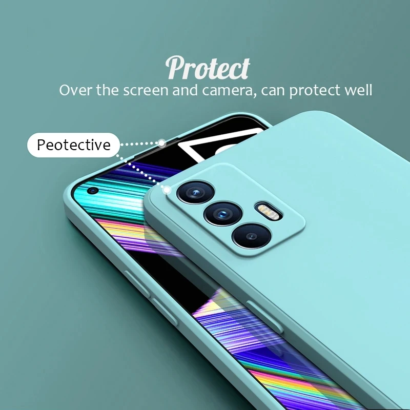 Luxury Original Liquid Silicone For Realme GT GT2 NEO 2 3 3T 2T Pro Neo2 Explorer Master 8 8i 9i 10 Pro C31 C30 C35 Square Case