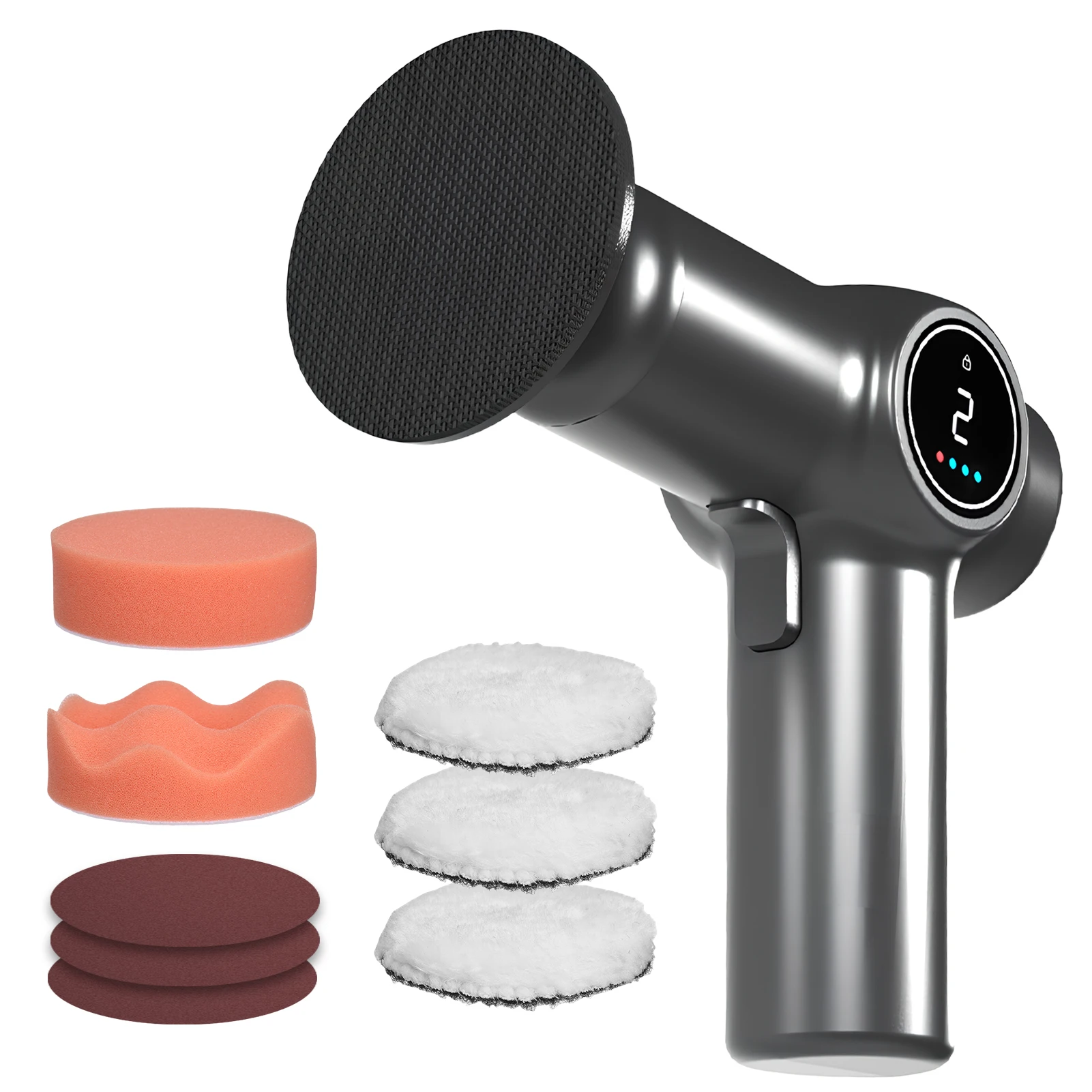 

85W Cordless Car Polisher Kit with LCD Screen 2 Speed Electric Polishing Machine Metal Waxing Wood Grinding Rust Removal Tool