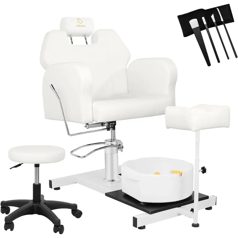 

Reclining Pedicure Chair Station,360° Rotation Hydraulic Adjustable Spa Pedicure Chair No Plumbing Unit Station with Foot Basin