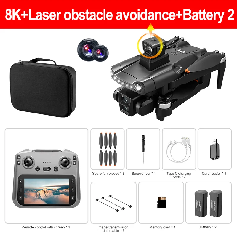 Lenovo V198MAX Drone 8K Professionele FPV Borstelloze Laser obstakelvermijdende Aerial Optische Opvouwbare Quadcopter Mini 4K Drone