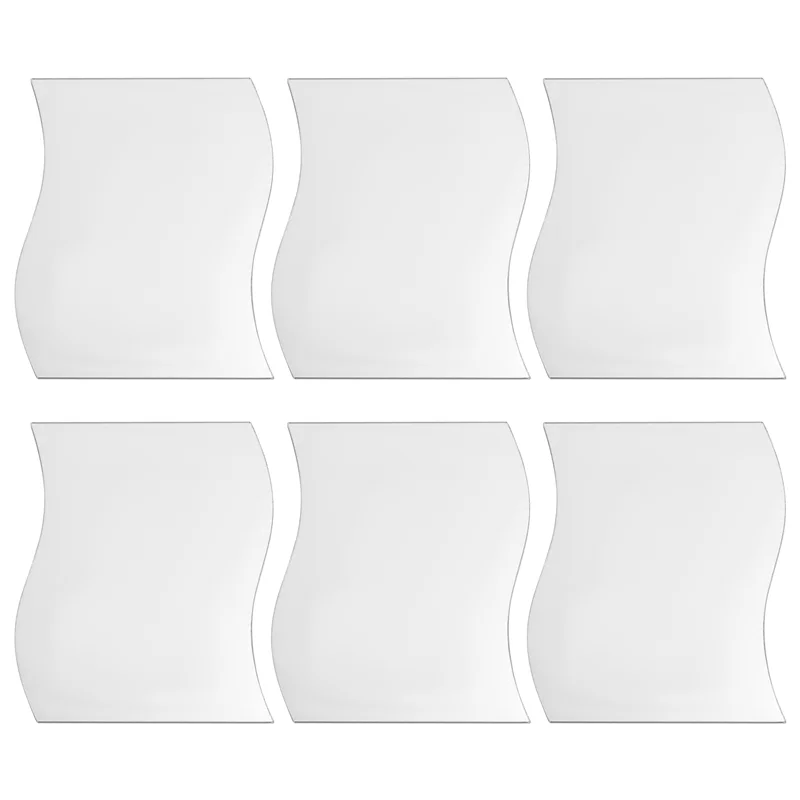 6Pcs Mirror Wall Wall Style Square Sticker With Pattern Of Silver Waves Nursery Decoration