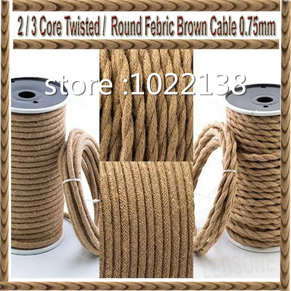 3m 5m 10m 2 Core/3 Core 0.75mm2 Vintage Hemp Rope Twisted Cable Retro Lamp Cord Braided Electrical Wire For DIY Lights