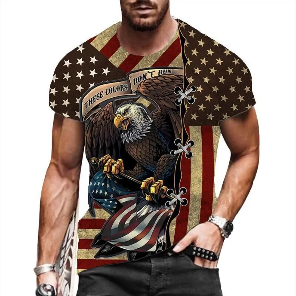 T Shirts Men Short Sleeve Eagle American Flag Fashion Graphic Silky Soft T-Shirt mommy and daughter matching clothes