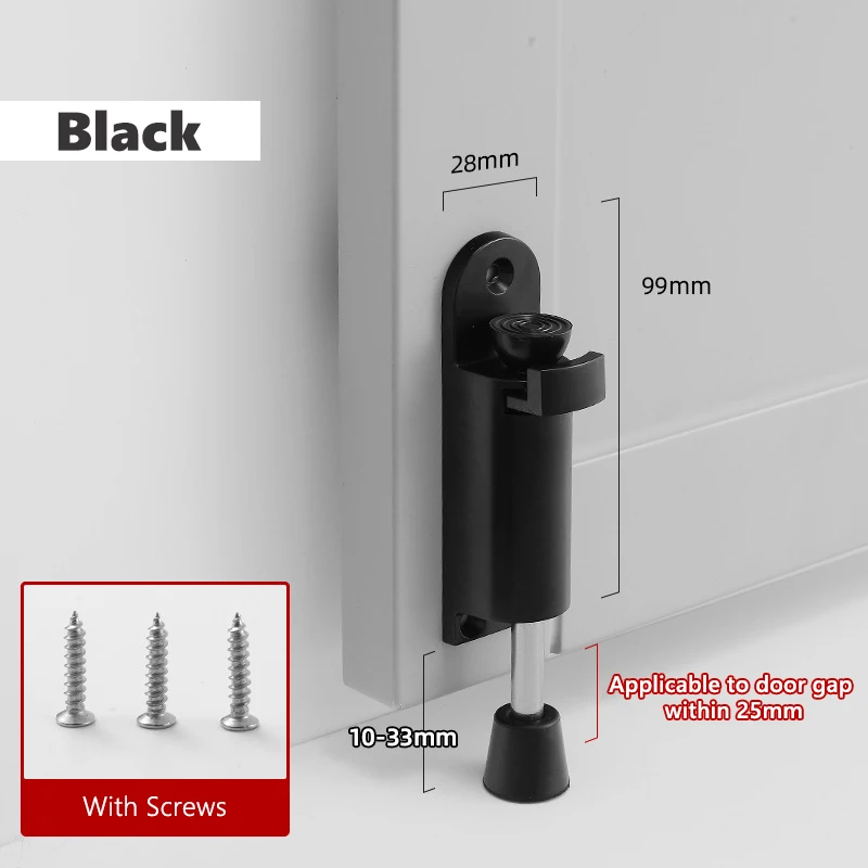 Sleek Metal Foot Door Stopper Invisible Anti-Collision Adjustable Arbitrary Positioning with Rubber Grip Pedal Door Lock Holder