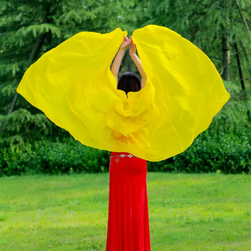 Veli di seta reale di colore normale 100% seta Costume di danza del ventre accessorio ballerino fluido pratica indossare prestazioni sciarpa a mano puntelli 250cm