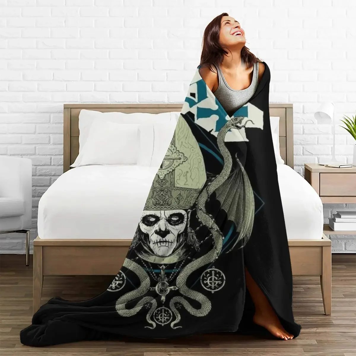 

Ghost Band Cartoon Baby Blanket Sofa Cover Fleece Autumn/Winter Warm Breathable Throw Blanket for Bed Outdoor Bedding Throws
