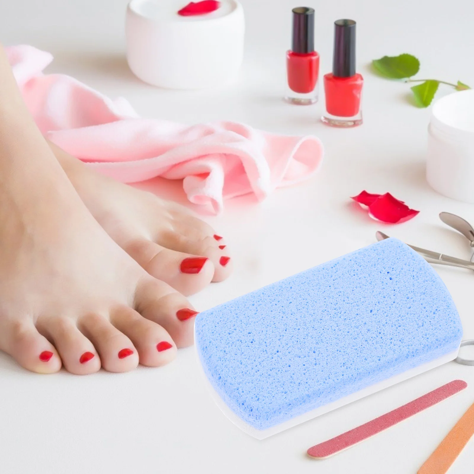 

4Pcs Travel Friendly Exfoliate Stone Callus Remover Foot File Pedicure Tool Set Blue White