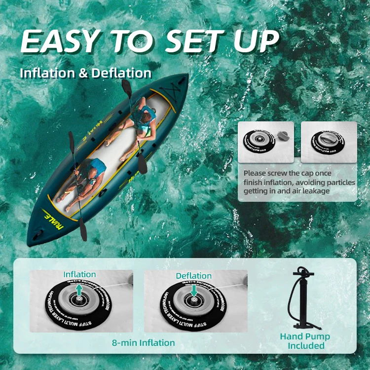Wholesale High‑Performance 2‑Person Lightweight Stable PVC Inflatable Fishing Kayak for Lake Drifting OEM