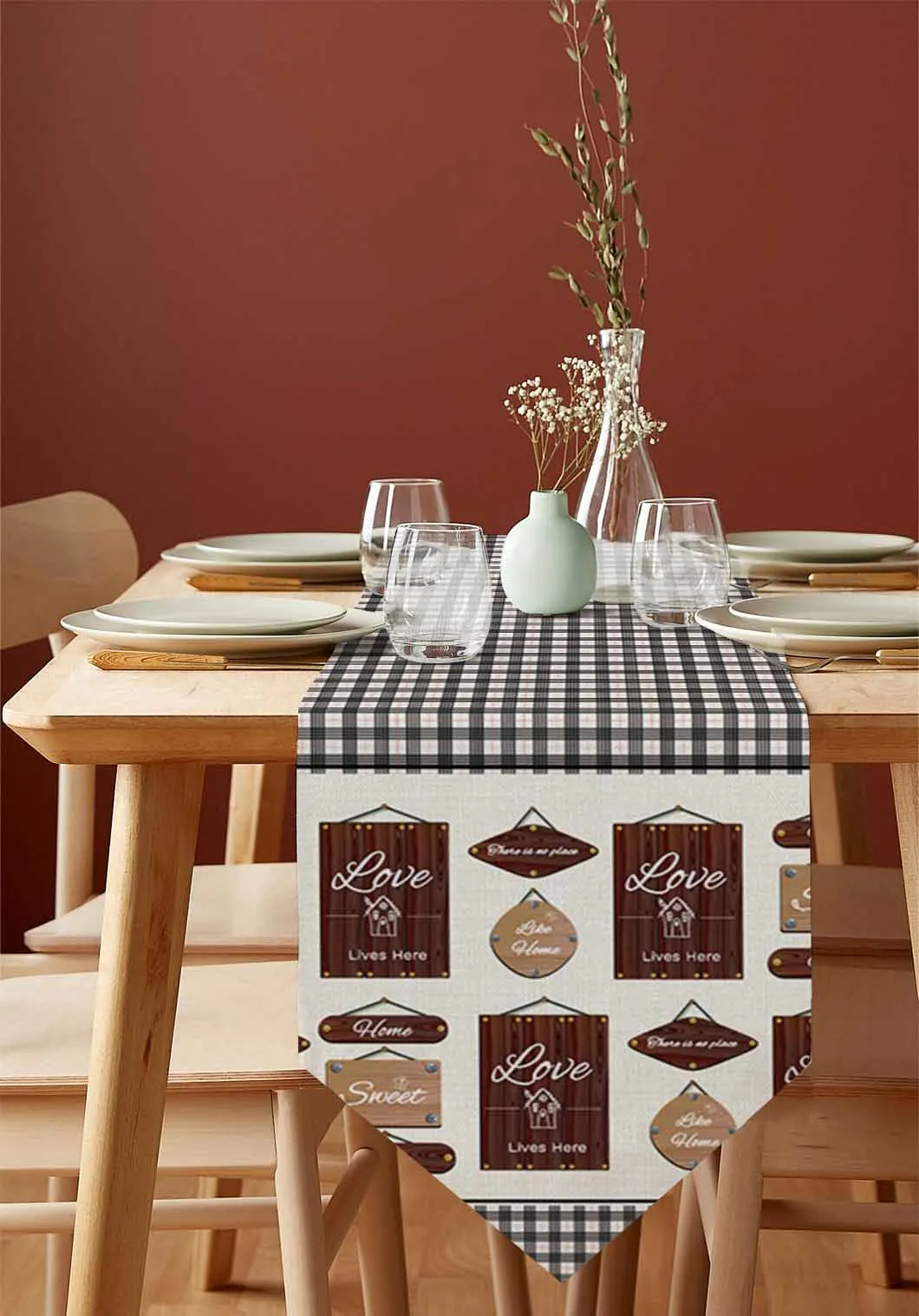 Quotations On Plaques And Wooden Boards Home Decor Table Runner Wedding Decoration Tablecloth Kitchen Table Runners