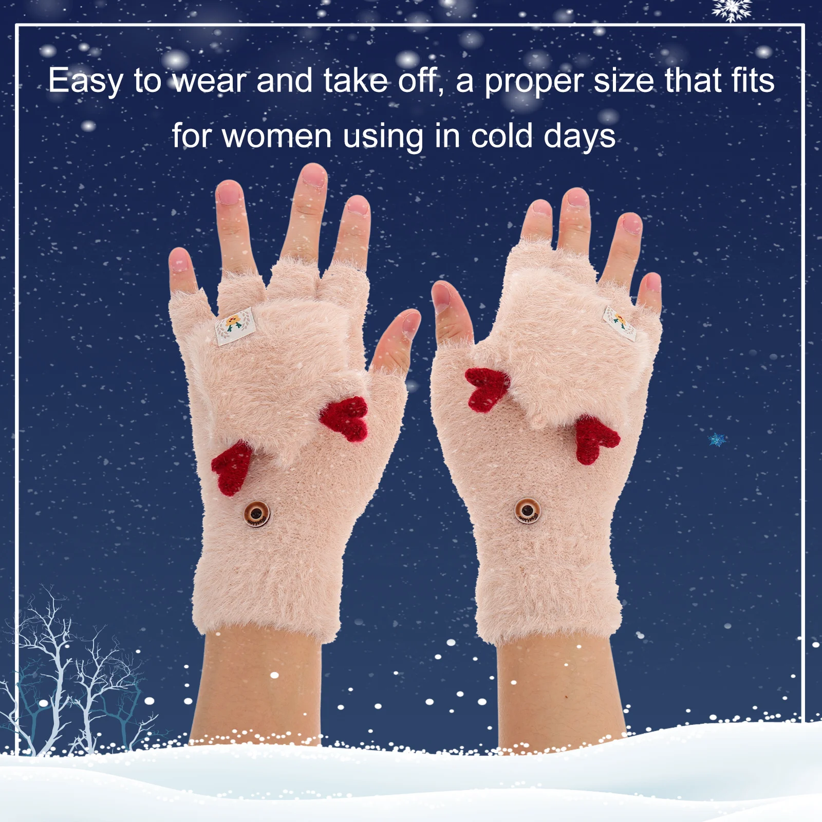 1 زوج الشتاء الكرتون قرن الوعل قفازات نصف اصبع للنساء الطقس البارد في الهواء الطلق الدافئة الغزلان القرن عيد الميلاد القفازات الجميلة