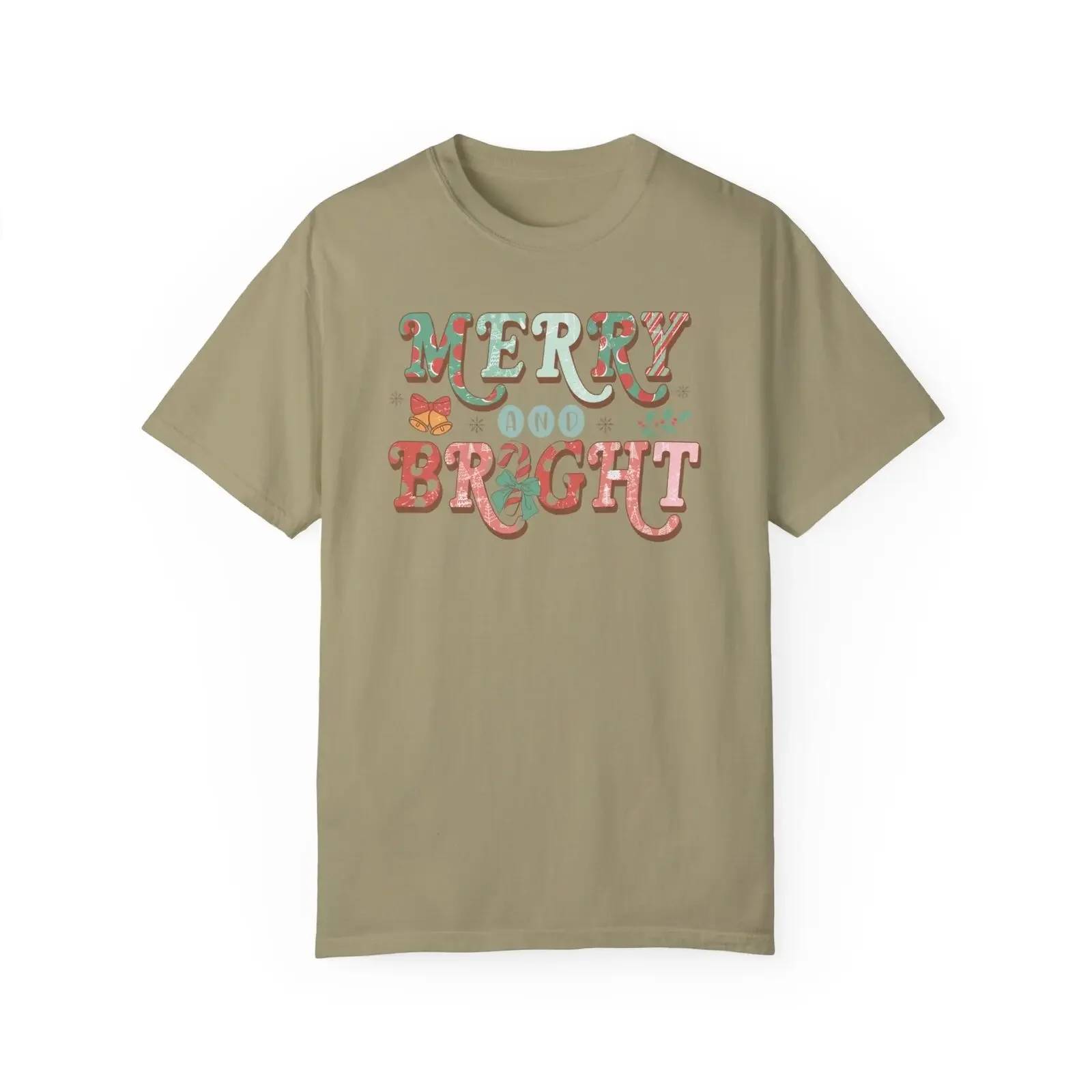 

Merry and Bright Retro Christmas T-Shirt Vintage Xmas Teeshirt