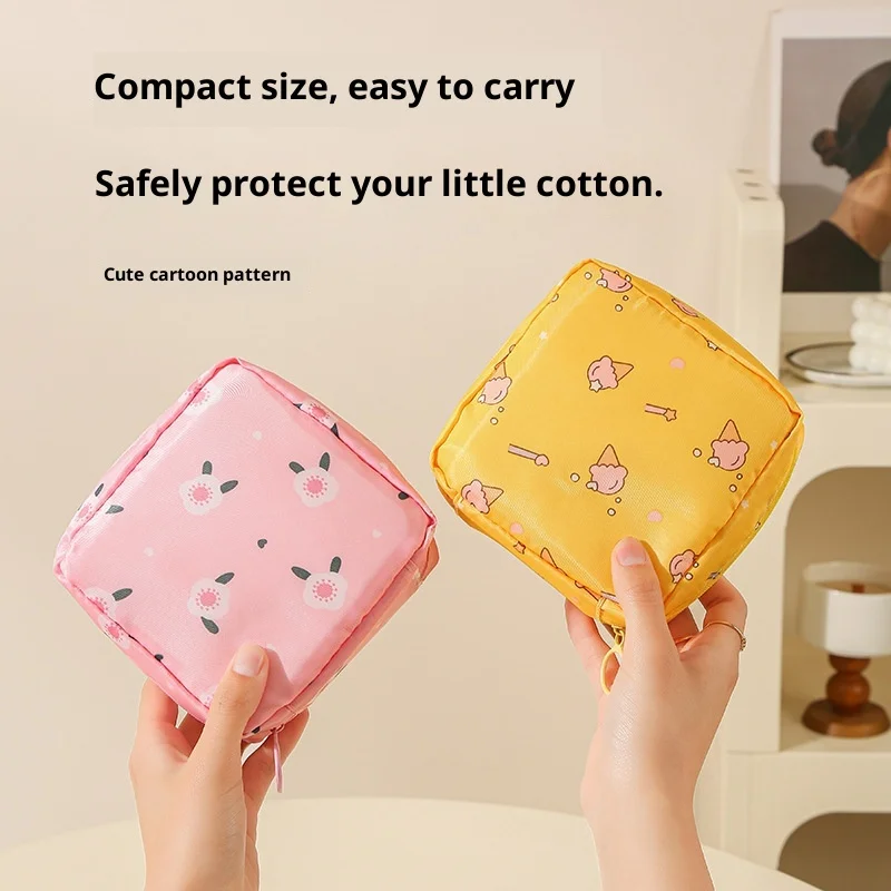 Women Sanitary Napkin Tampon Storage Bag Portable Waterproof Organizer Pouch Cartoon Pattern Sanitary Napkin Bag