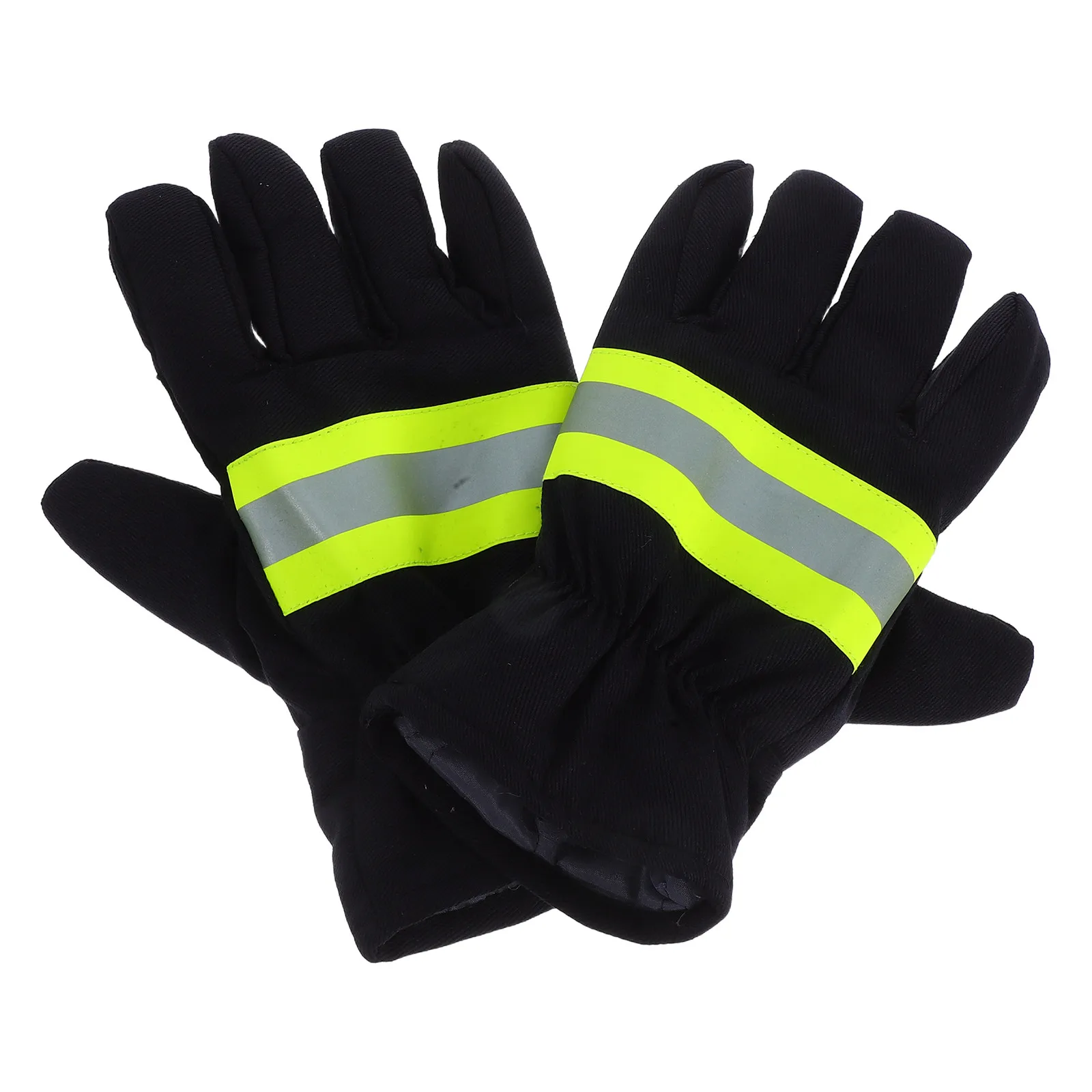 1Pair Firefighter Heat Resistant Gloves Fire Proof Flame Resistant Emergency Rescue Cotton Blend Work Gloves Outdoor Mitts