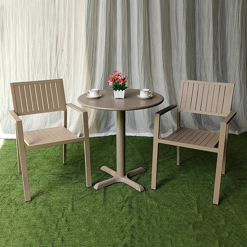 Rattan chair aluminum alloy French Nordic American rattan tables and chairs, cafe balcony outdoor garden tables and chairs