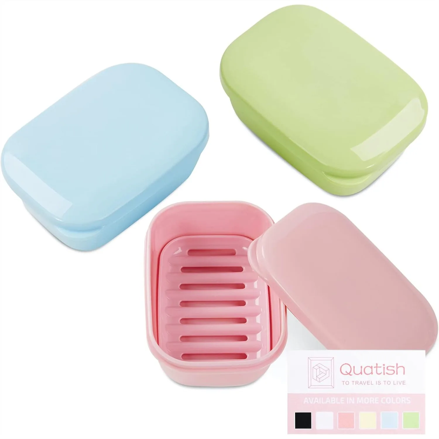 3 Pack Leakproof Travel Soap Case with Drain Tray for Camping Gym and Suitcase, Durable PP Plastic, Multicolor