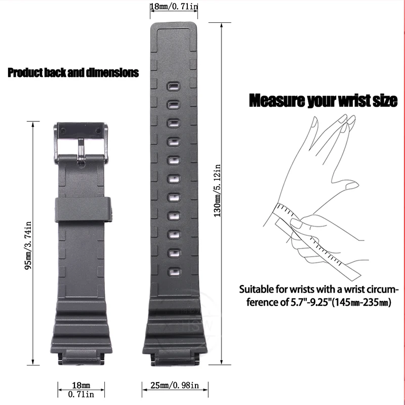 Watch Accessories For Casio MRW-200H  Watch Band Mens Women's Sports Waterproof  Replacement Resin Strap18MM Rubber Watch Chain