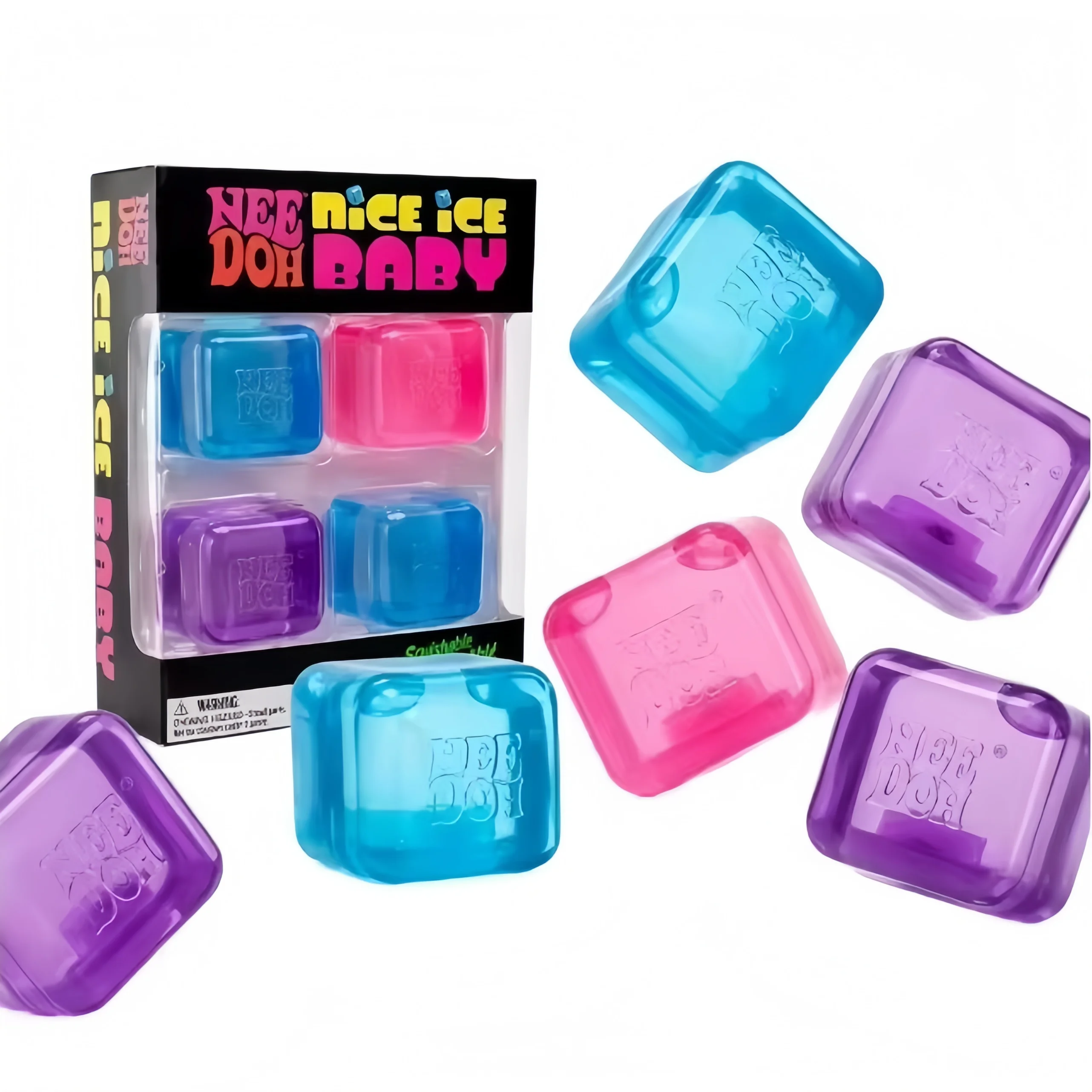 2026 new Needoh Nice Ice Baby Fidget Cube 4 Pack Super Solid Squish Sensory Toys Non-toxic Squeeze Toys for ADHD and Autism Gift