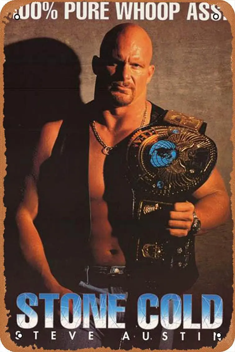 Sports Metal Posters Steve Austin Whoop Ass 1998 WWF Wrestling Tin Metal Sign 8