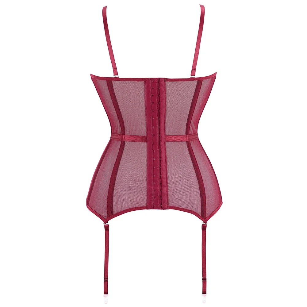 Plus Size Corset Lingerie Bodysuit For Women Black Red Bowknot Corsets And Bustiers With Suspenders
