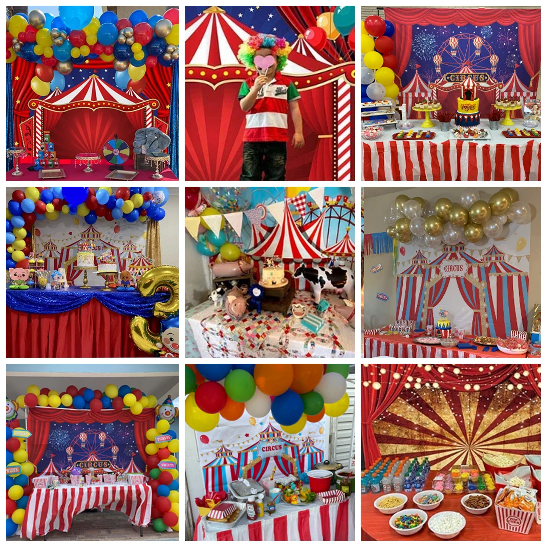 Latar Belakang Sirkus untuk Fotografi Bayi Baru Lahir Balon Ulang Tahun Roda Ferris Latar Belakang Pesta Karnaval Panggilan Foto Studio