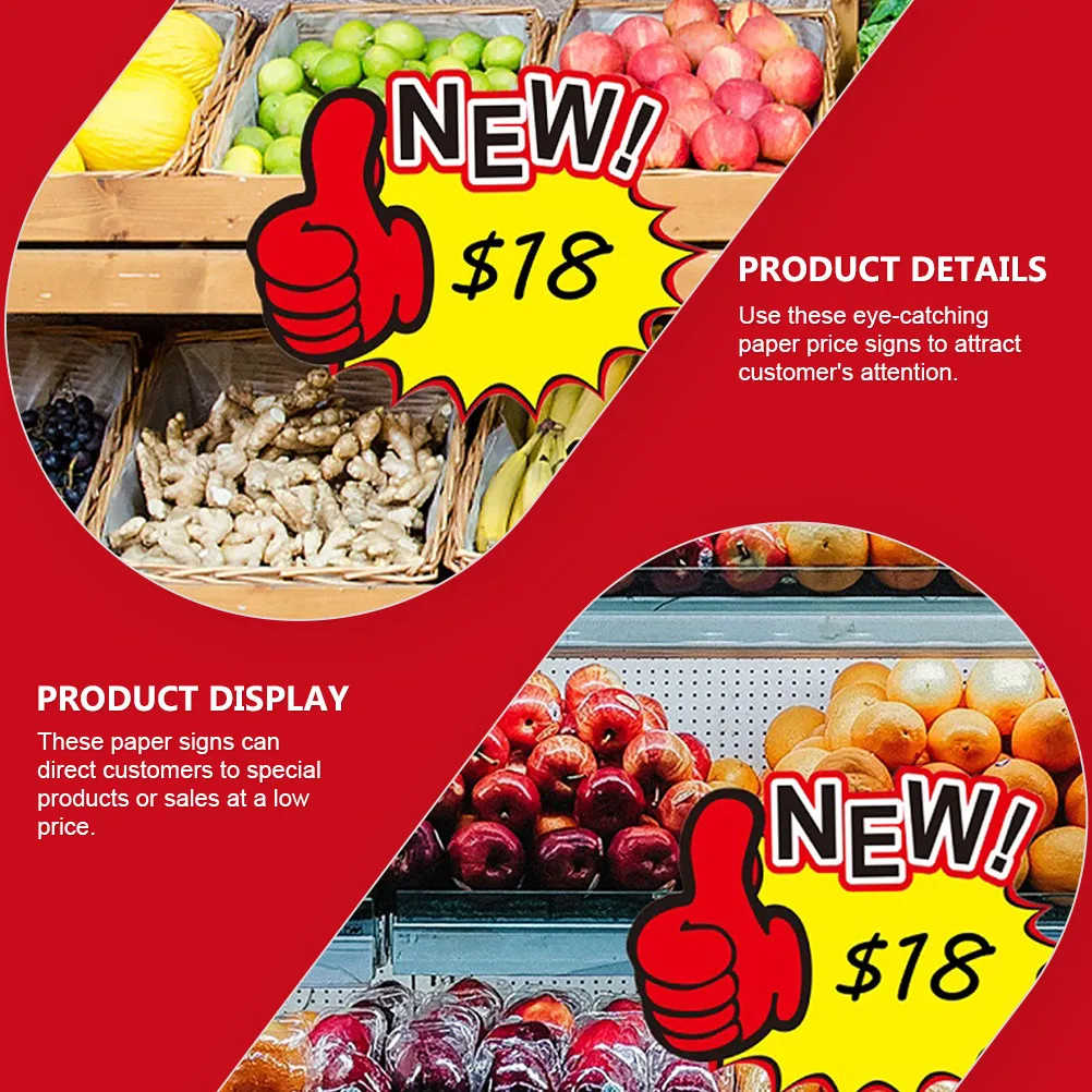 50pcs Price Tag Promotional Signs Advertising Stickers Shop Labels Commodity Tags Sale Markers Retail Business Durability Long