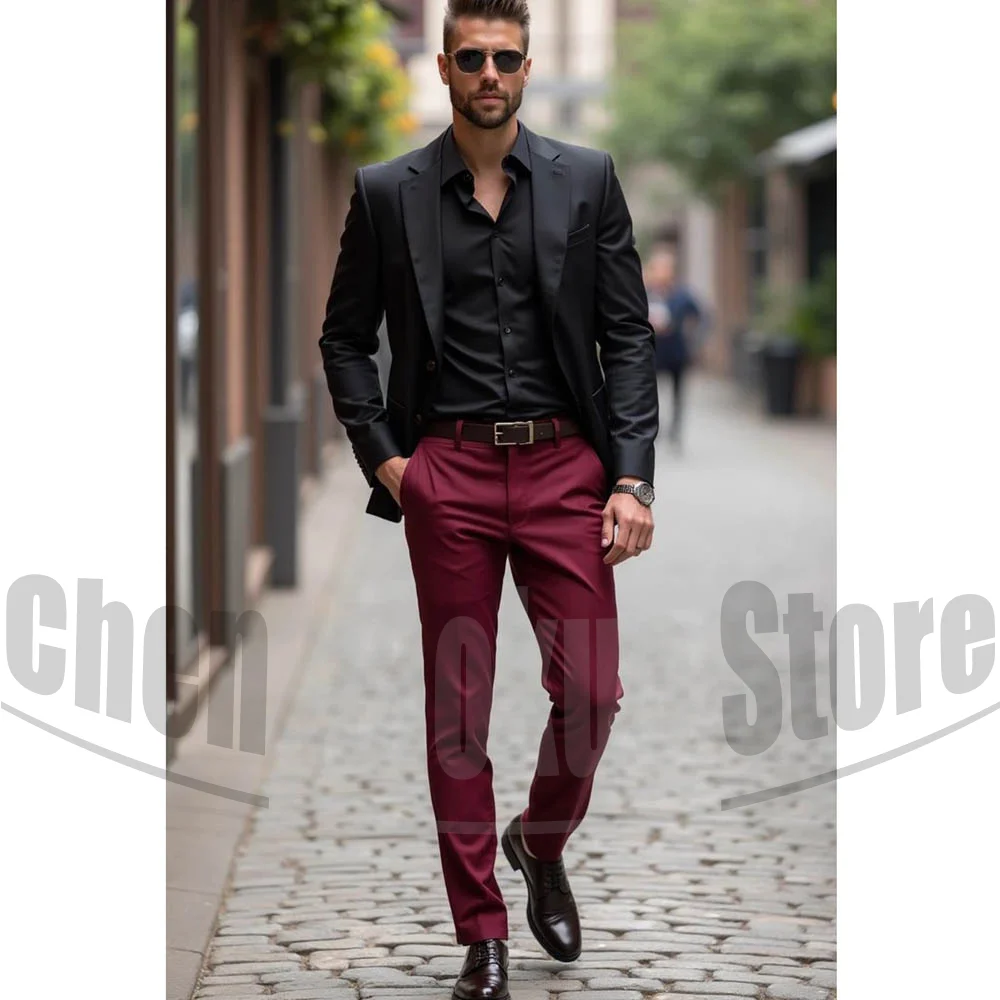 Fashion Men 2 Piece Suit Set Slim Fit Business Casual Outfit For Wedding Groom Dating Party Evening Formal Daily Occasion Wear