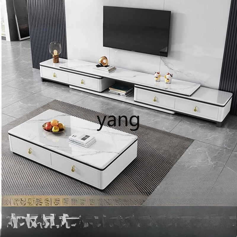 

LMM rock slab coffee table TV cabinet combination living room household small apartment retractable storage cabinet