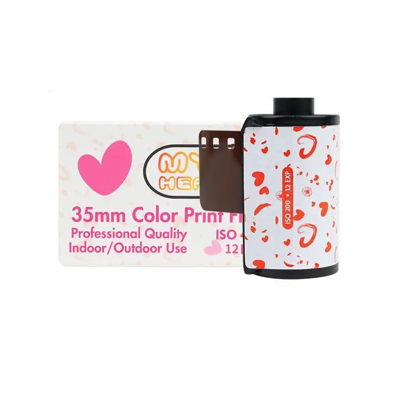 12 Sheets 35mm Color Print Film ISO 200 Universal 135 Camera Film Cute heart Film roll for Kodak Instamatic anautomatic camera