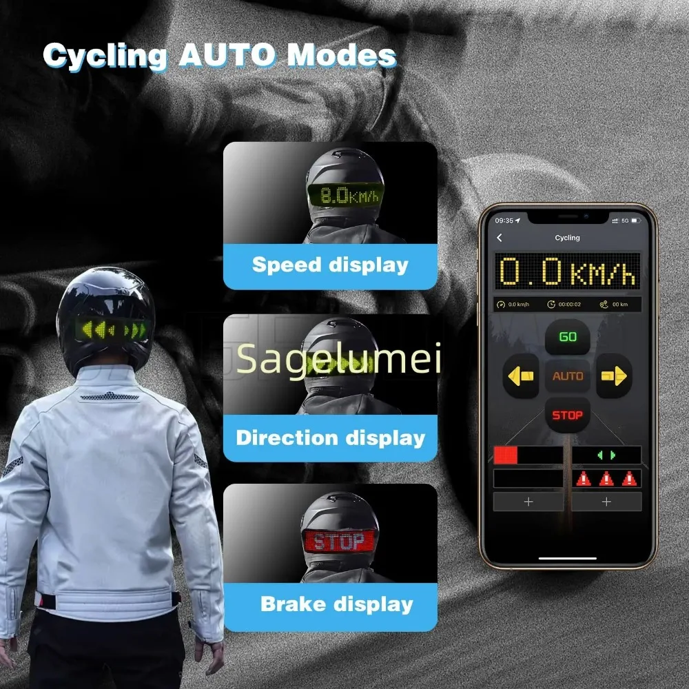 LED screen display for helmets, police lights helmets night riding super cool boys' helmets taillights mountain bikes bicycles