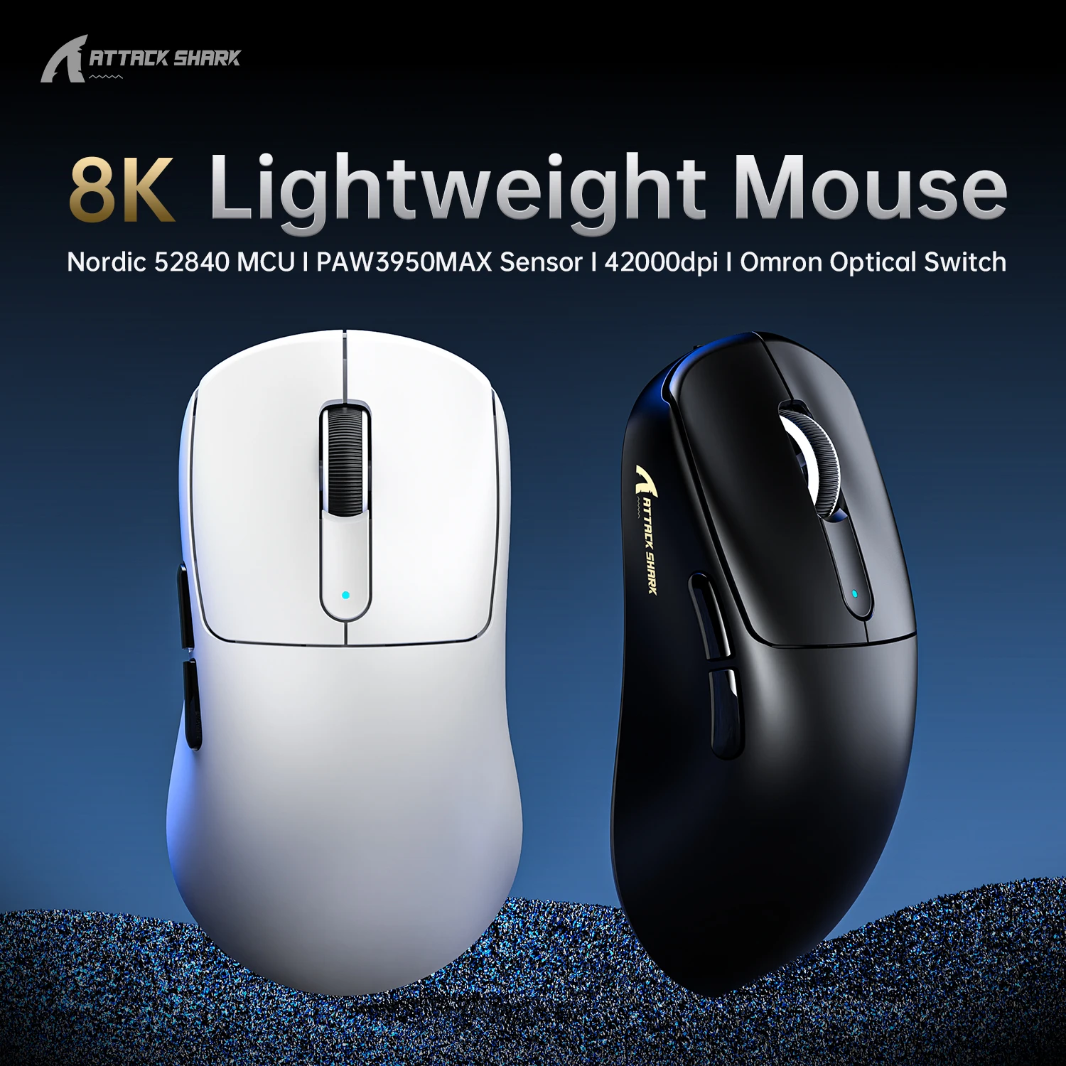 

ATTACK SHARK V5 Bluetooth Wireless Mouse Ice Layer,PAW3950MAX,42000 DPI,PTFE Non-slip Mat for the Gaming