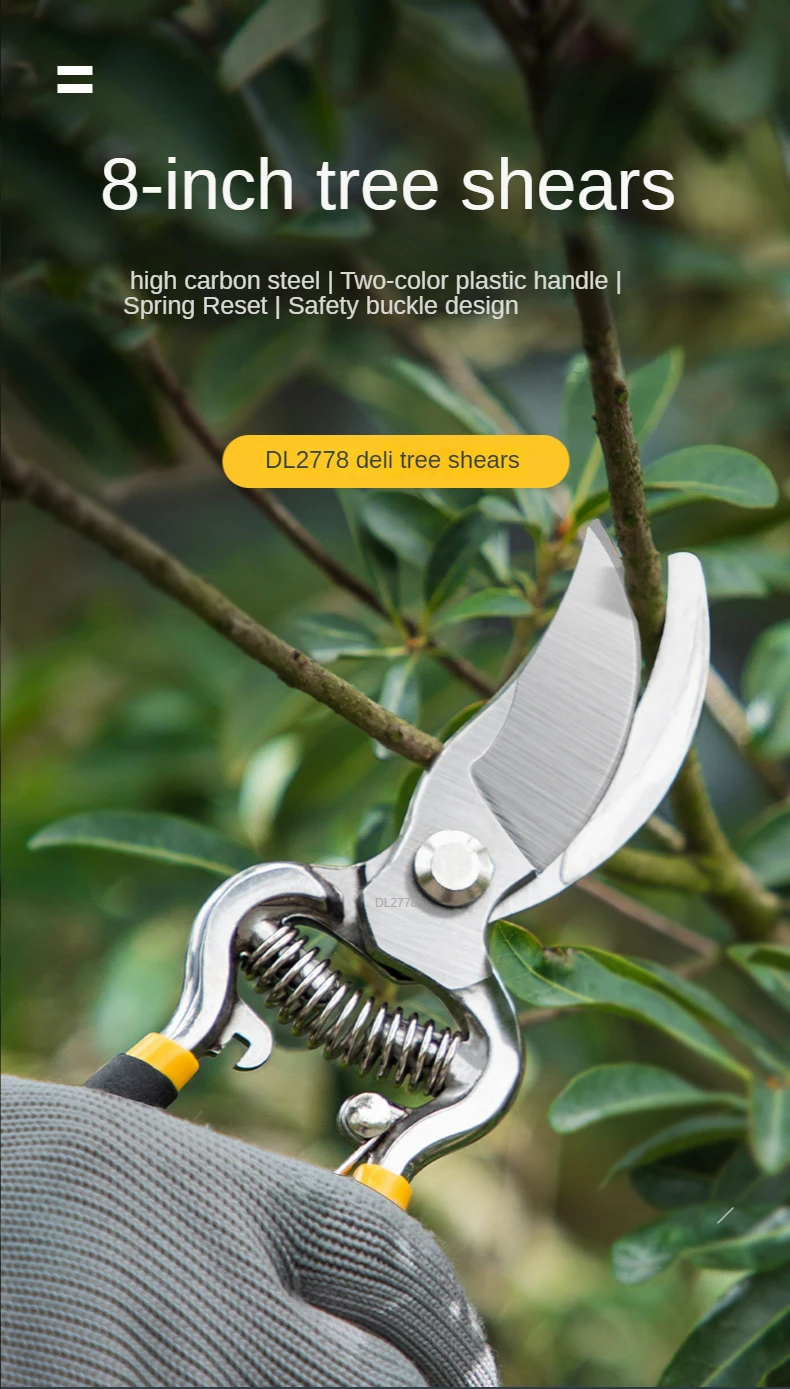 DELI 8-Zoll-Gartenschere, SK5-Klinge, Gartenschere für Bonsai, Obstbäume, Blumen, Zweige, Gartenschere – Detail 1