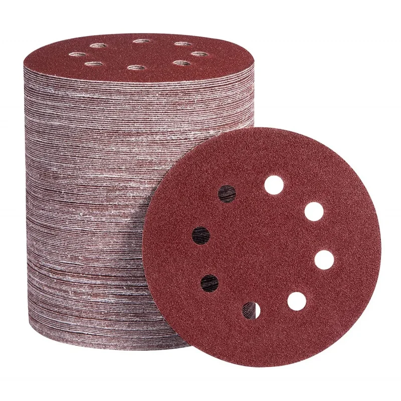 50pcs-set 2000pcs-carton 5-Inch 120 Grit Sanding Discs Hook Loop 8-Hole Orbital Sander Sandpaper Pads Abrasive Tools Essentials