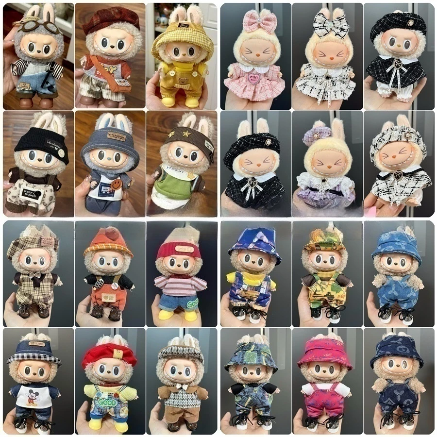 Adecuado para Mini muñeca Labubu, accesorios de ropa, 17cm, diferentes estilos de ropa de Cosplay, cambio de ropa, traje de ocio