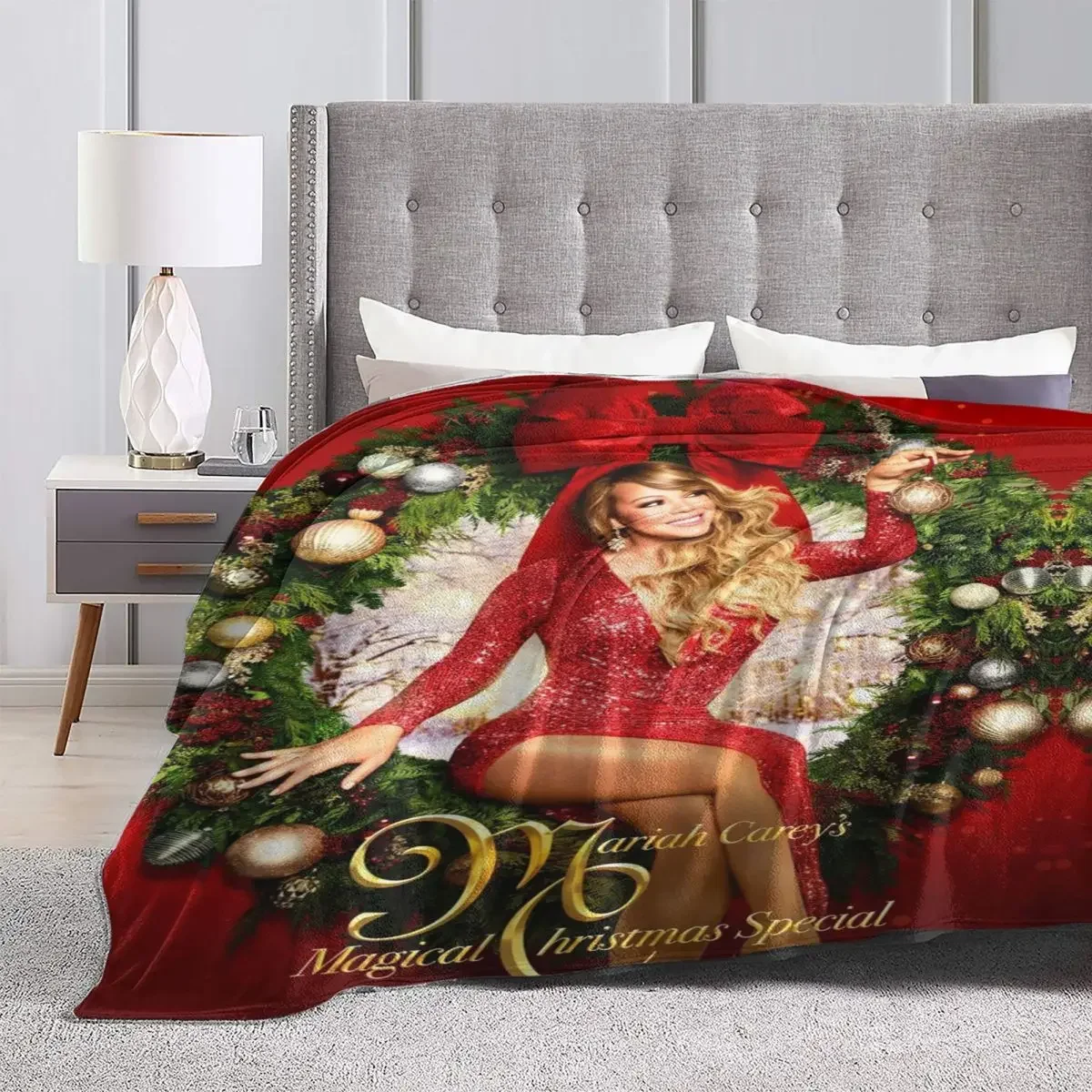 Mariah Carey Super Warm Blankets Singer Christmas Gift Camping Bedding Throws Winter Print Flannel Bedspread Sofa Bed Cover