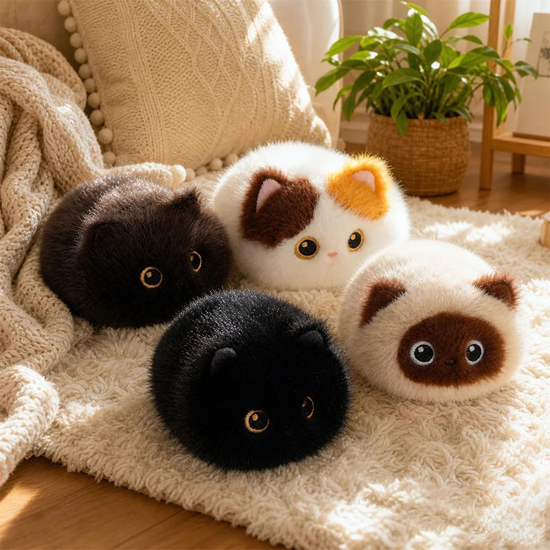 20CM Niedliche Vier Arten Flauschige Katzen-Plüschtiere Weiche Stofftiere Schwarze Katze Siamesische Katze Calico-Katze Plüschpuppen Kindergeburtstagsgeschenke