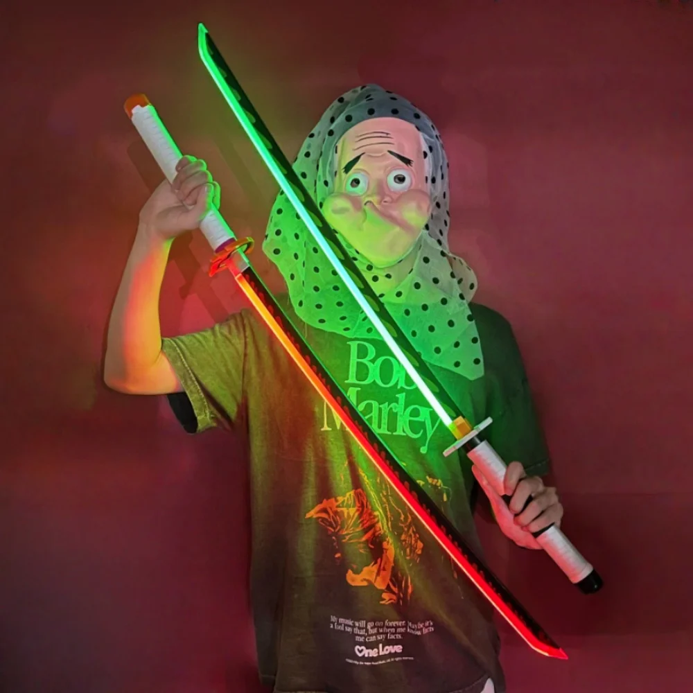30/40inch Luminous Kyoujurou Katana Kimetsu No Yaiba Anime Demon Slayer Cosplay Prop Light Sword Real Size Japanese Katana Toy