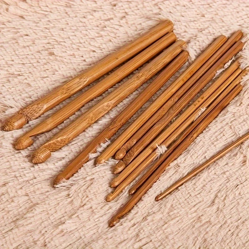 12-teiliges DIY-Häkelnadel-Set mit Bambusgriff, Häkel- und Strickwerkzeug, Kunsthandwerk