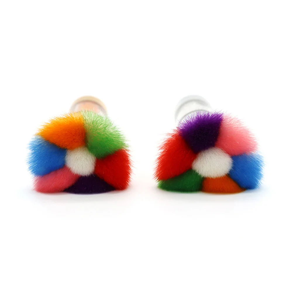 Brosse à poussière arc-en-ciel pour Nail Art, manche en métal, nettoyeur de poudre en forme de pétale, adapté aux ongles en acrylique, brosse de maquillage et cosmétiques