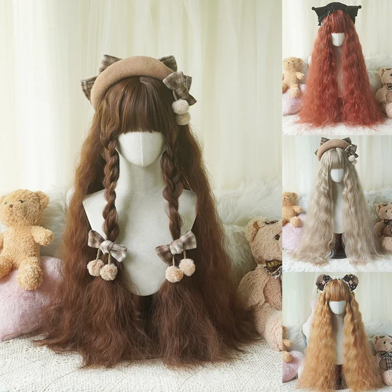 

Lolita Corn Whiskers Wool Roll 80cm Qi Bangs Long Roll Wig Caramel Sand Golden Brown Ripe Orange