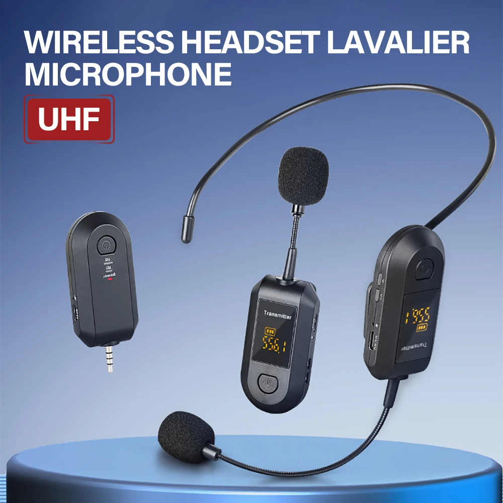 

Портативный беспроводной микрофонный набор 2,4G, носимый на голову/лавалер, со светодиодным цифровым дисплеем для мегафона, микрофона, динамика для наружного использования