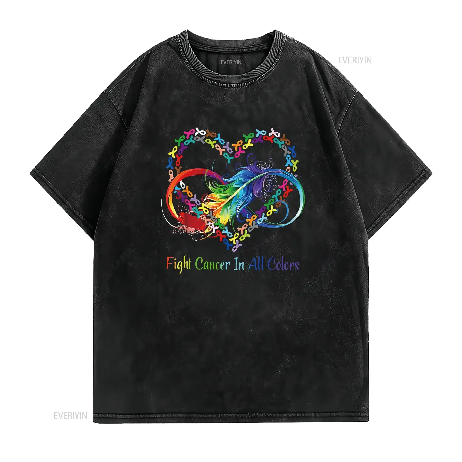 Womens Cancer Sucks In Every Color Fighter Fight Support The Cance T Shirt Black Medium vintage Washed Stretched Slightly