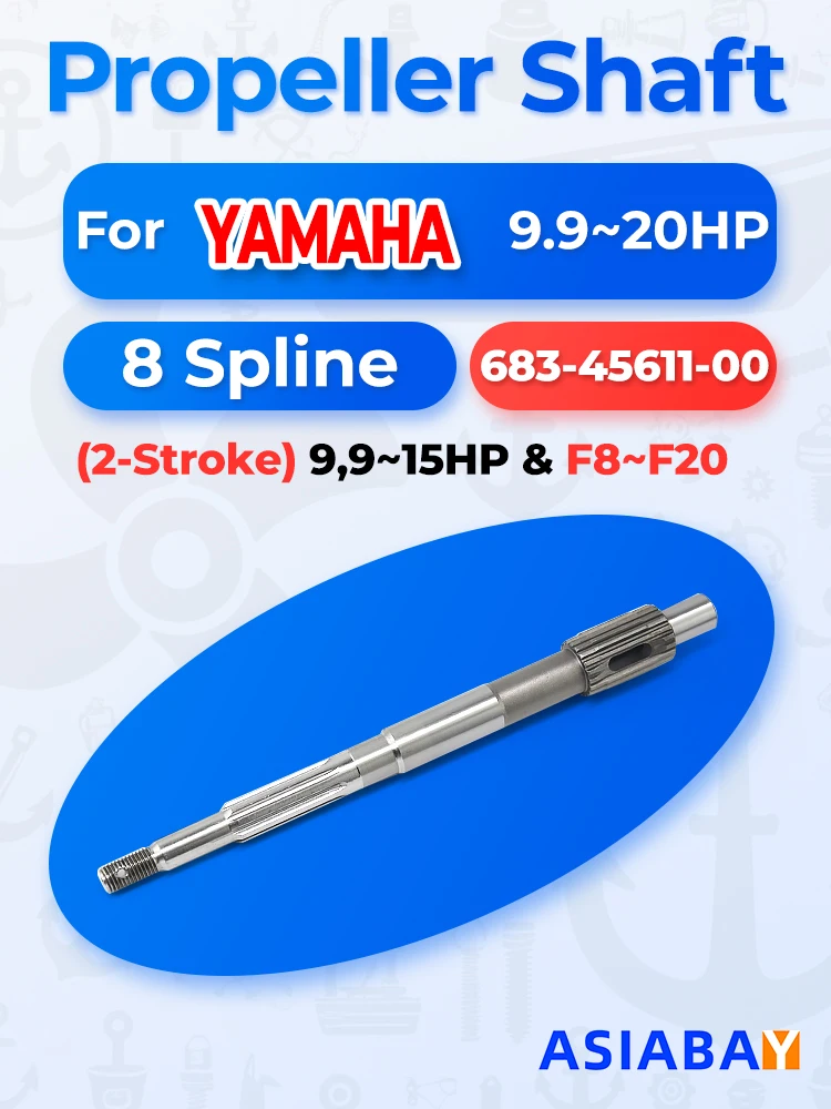 

Propeller Shaft for Yamaha, Hidea, Gladiator, Parsun, HDX 8, 9.9, 15, 20 – 683-45611-00