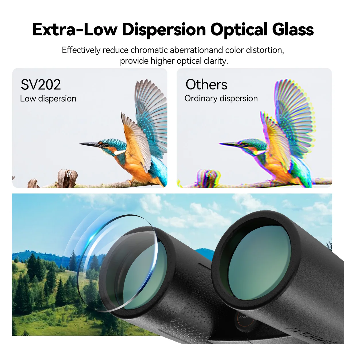 Svbony SV202 Verbessertes ED-Fernglas 8x32/8x42/10x42 Weites Sichtfeld IPX7 Wasserdichtes, beschlagfreies Bak4-Prisma für die Vogelbeobachtung – Detail 10