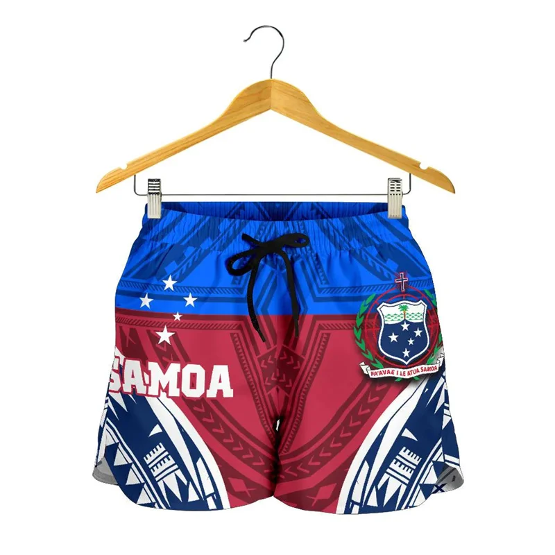 Samoa Women's Shorts Polynesian Tribal Hawaii Beach Shorts Girls Multi-style Swim Gym Ice Shorts Floral Board Short Pant Trunks