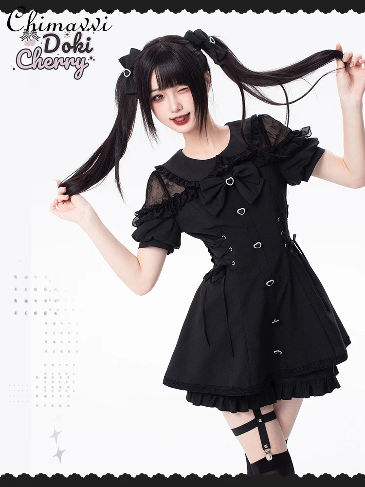 Japanese Mine Style Mass-Produced Cute Short Sleeve Dress Suit Summer Sweet Girl Lady Dress Shorts Lolita Two-Piece Sets Outfits