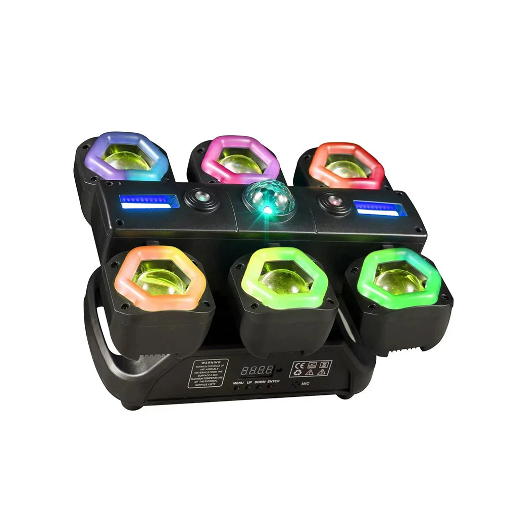 New Six-head Pirate Ship Stage Ballroom Disco bar Nightclub Dance Box LED RGBW Smart DMX512 Moving Head Light